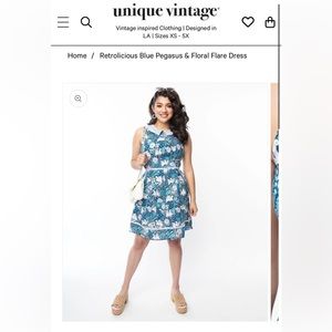 Unique Vintage Floral Flare Dress
